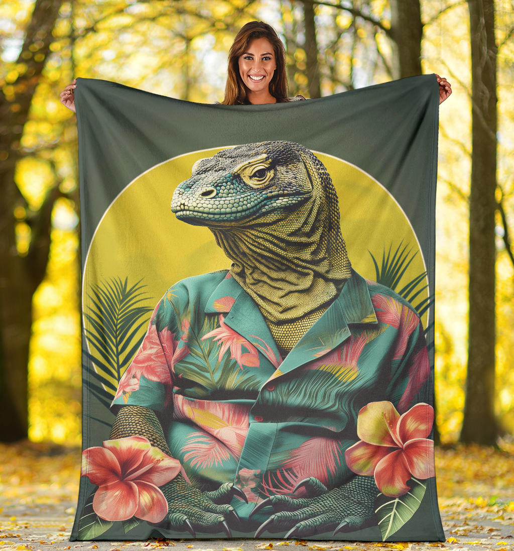 Komodo Dragon Blanket, Trippy Psychedelics Komodo Dragon Fleece Blanket, Komodo Dragon Throw Blanket, Komodo Dragon Gifts