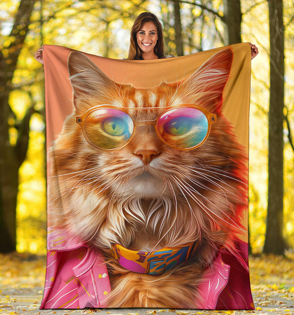 Maine Coon cat Blanket, Trippy Psychedelics Maine Coon cat Fleece Blanket, Maine Coon cat Throw Blanket, Maine Coon cat Gifts