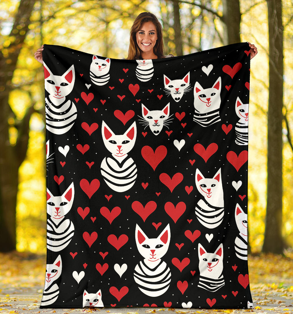 Sphynx Cat Hearts Blanket