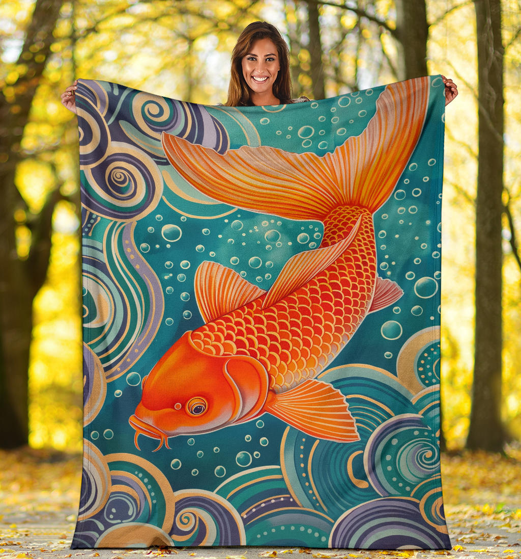 Carp Blanket, Trippy Psychedelics Carp Fleece Blanket, Carp Throw Blanket, Carp Gifts