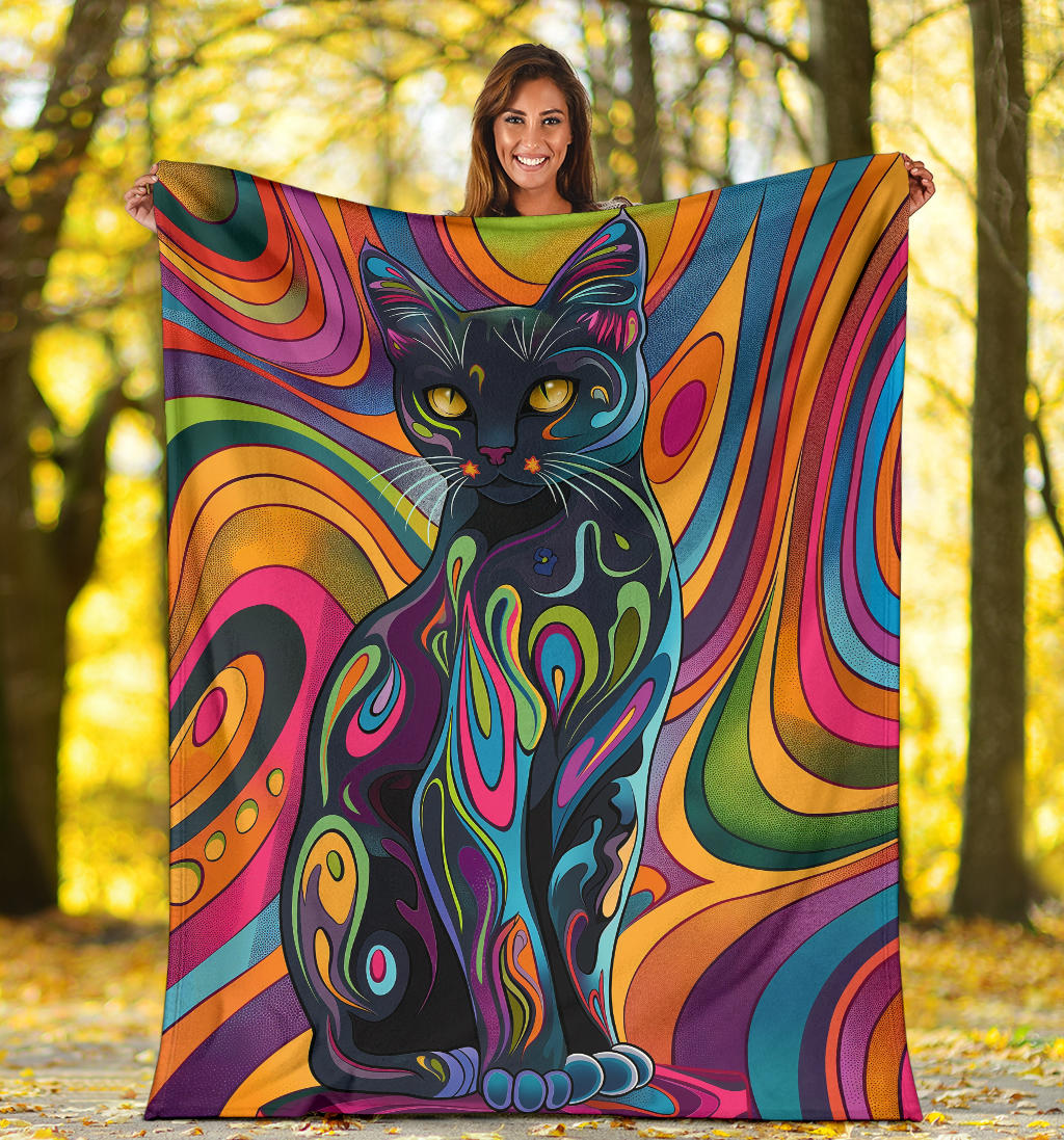 Chartreux cat Blanket, Trippy Psychedelics Chartreux cat Fleece Blanket, Chartreux cat Throw Blanket, Chartreux cat Gifts