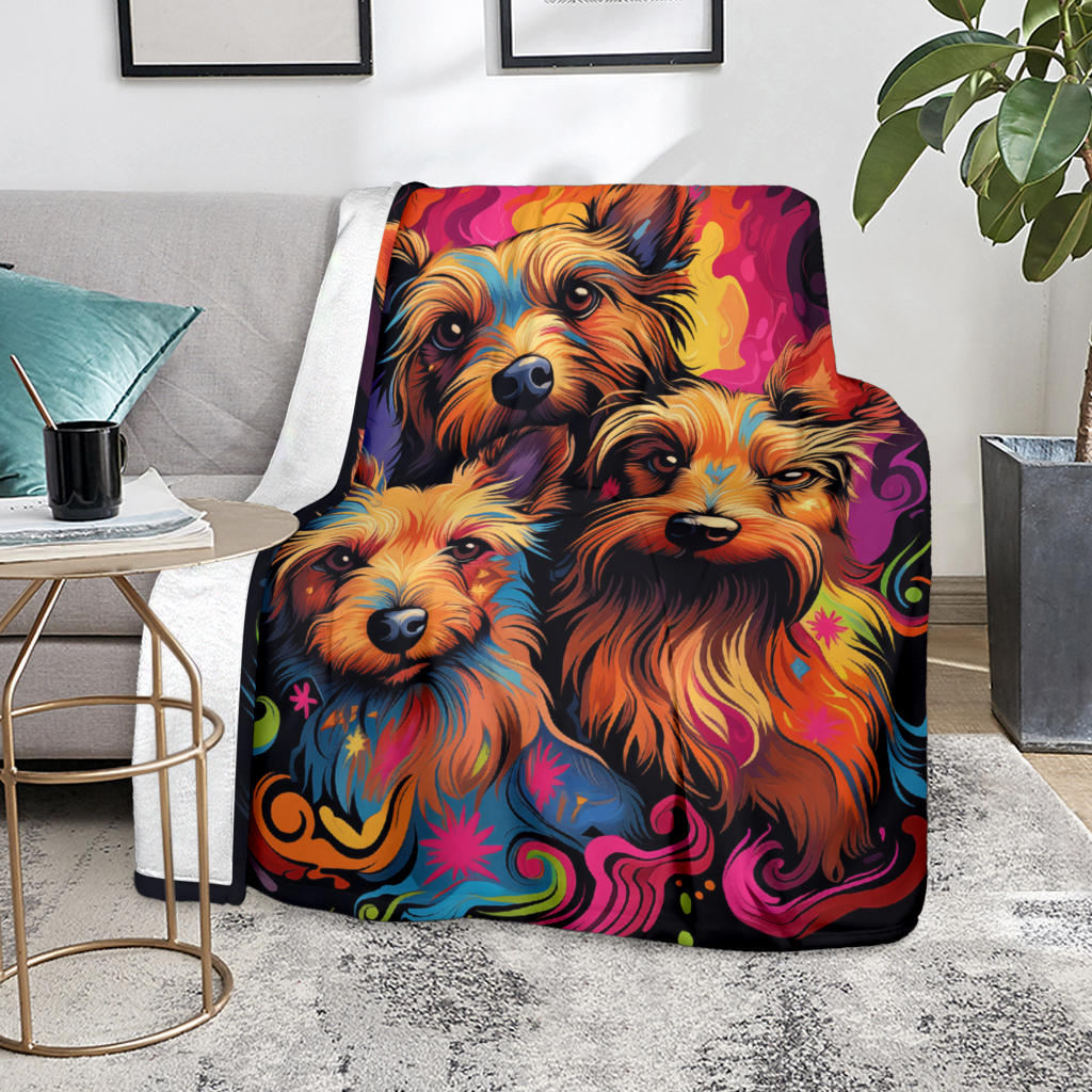 Australian Terrier Blanket, Trippy Psychedelics Australian Terrier Fleece Blanket, Australian Terrier Throw Blanket, Australian Terrier Gifts