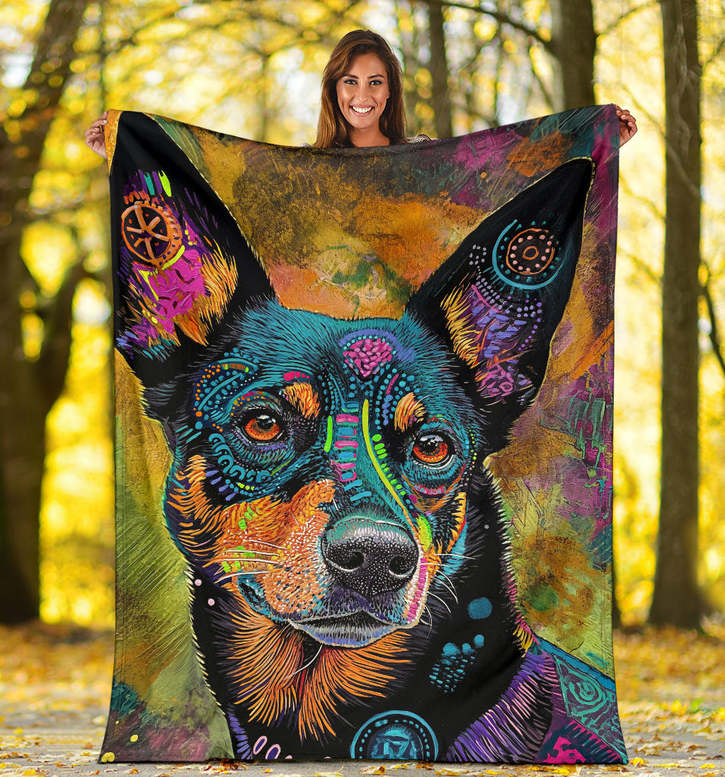 Lancashire Heeler Dog Blanket, Trippy Psychedelics Lancashire Heeler Dog Fleece Blanket, Lancashire Heeler Dog Throw Blanket, Lancashire Heeler Dog Gifts