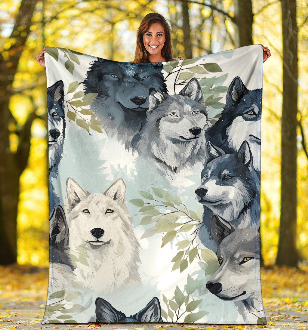 Wolf Faces Blanket