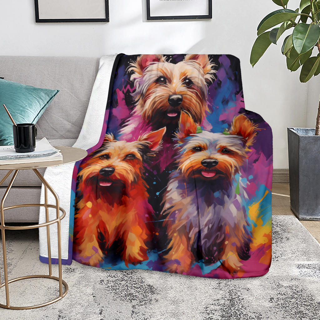 Australian Terrier Blanket, Trippy Psychedelics Australian Terrier Fleece Blanket, Australian Terrier Throw Blanket, Australian Terrier Gifts