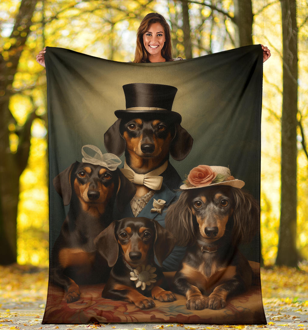 Dachshund Family Blanket, Dachshund Fleece Blanket, Dachshund Gifts, Dachshund Throw Blanket