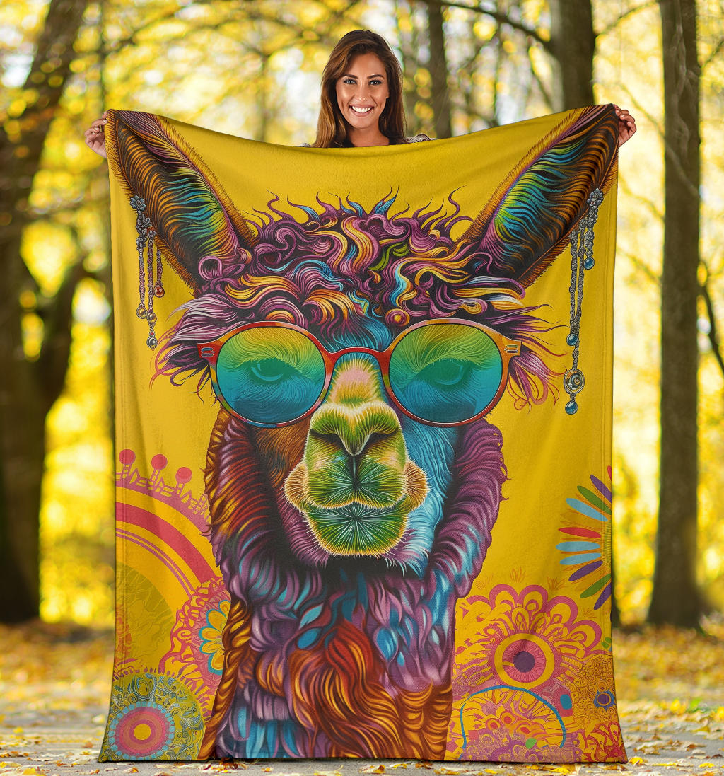 Alpaca Blanket, Trippy Psychedelics Alpaca Fleece Blanket, Alpaca Throw Blanket, Alpaca Gifts