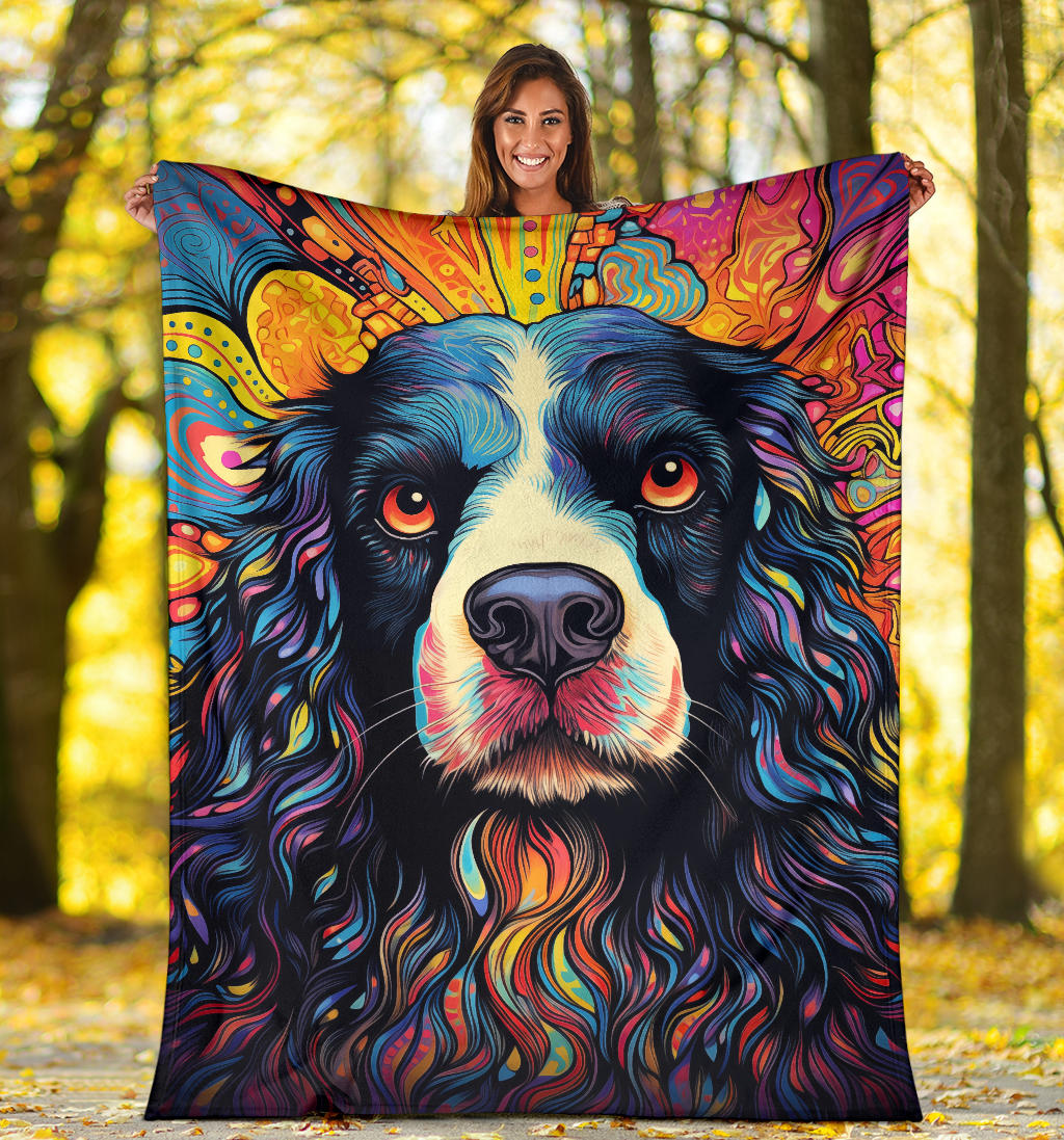 English Springer Spaniel Blanket, Trippy Psychedelics English Springer Spaniel Fleece Blanket, English Springer Spaniel Throw Blanket, English Springer Spaniel Gifts