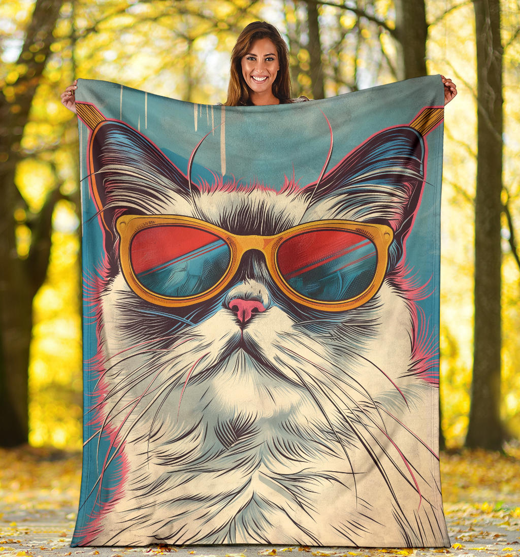 Ragdoll Cat Blanket, Trippy Psychedelics Ragdoll Cat Fleece Blanket, Ragdoll Cat Throw Blanket, Ragdoll Cat Gifts