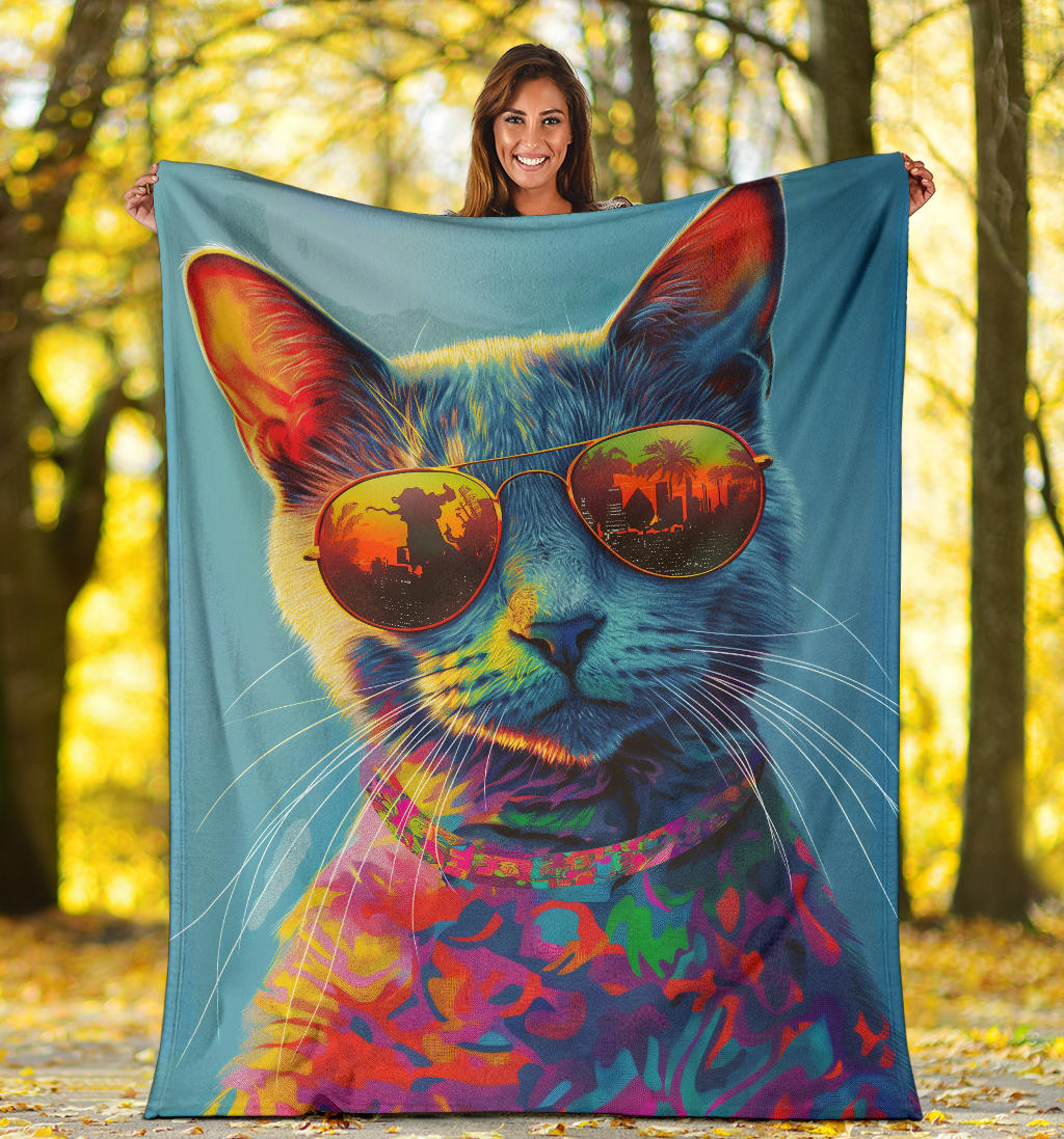 Korat cat Blanket, Trippy Psychedelics Korat cat Fleece Blanket, Korat cat Throw Blanket, Korat cat Gifts