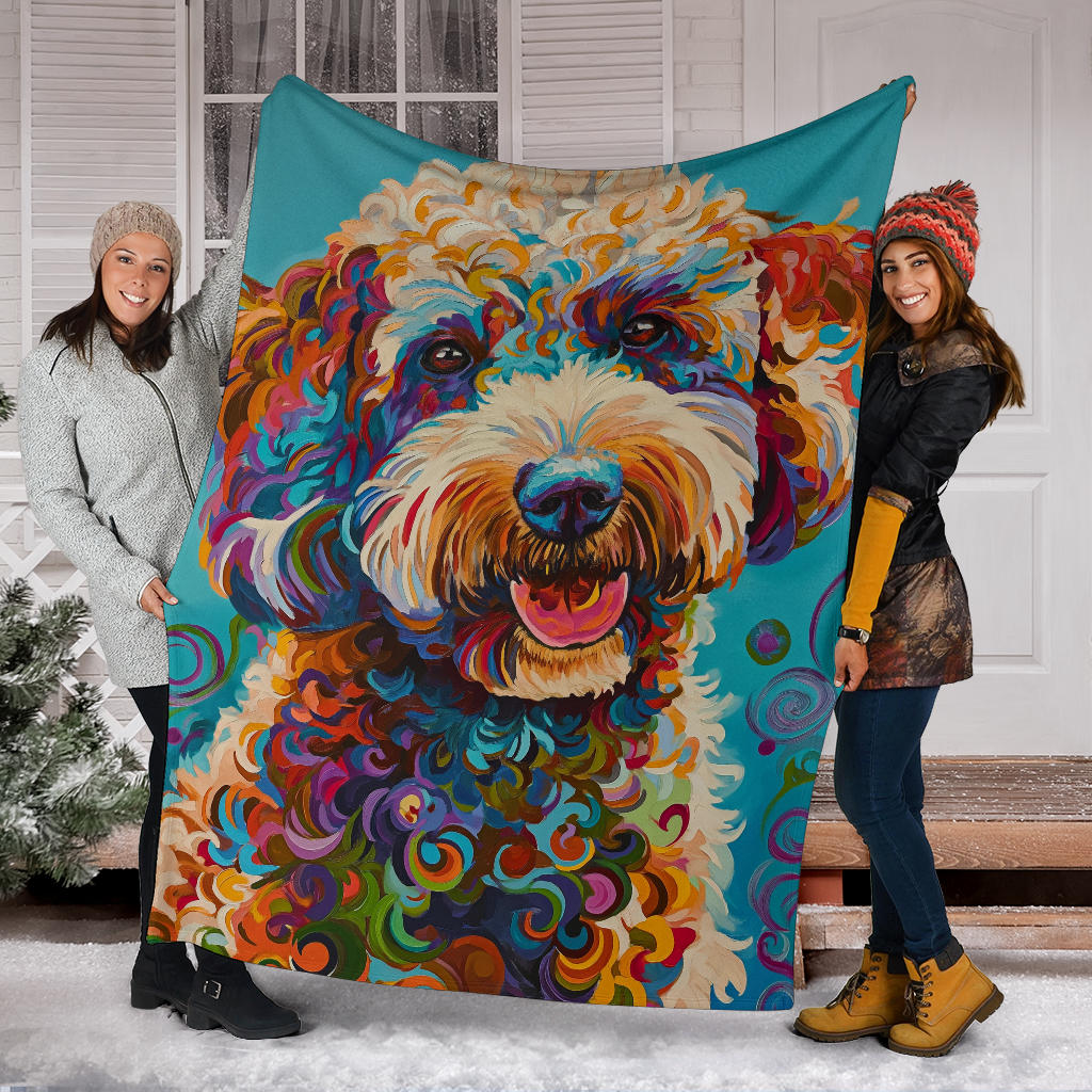 Lagotto Romagnolo Dog Blanket, Trippy Psychedelics Lagotto Romagnolo Dog Fleece Blanket, Lagotto Romagnolo Dog Throw Blanket, Lagotto Romagnolo Dog Gifts