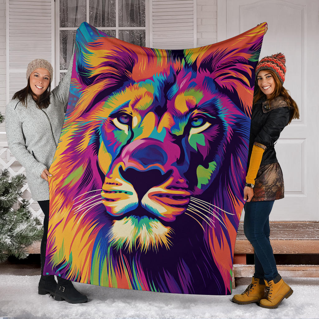 Lion Blanket, Trippy Psychedelics Lion Fleece Blanket, Lion Throw Blanket, Lion Gifts