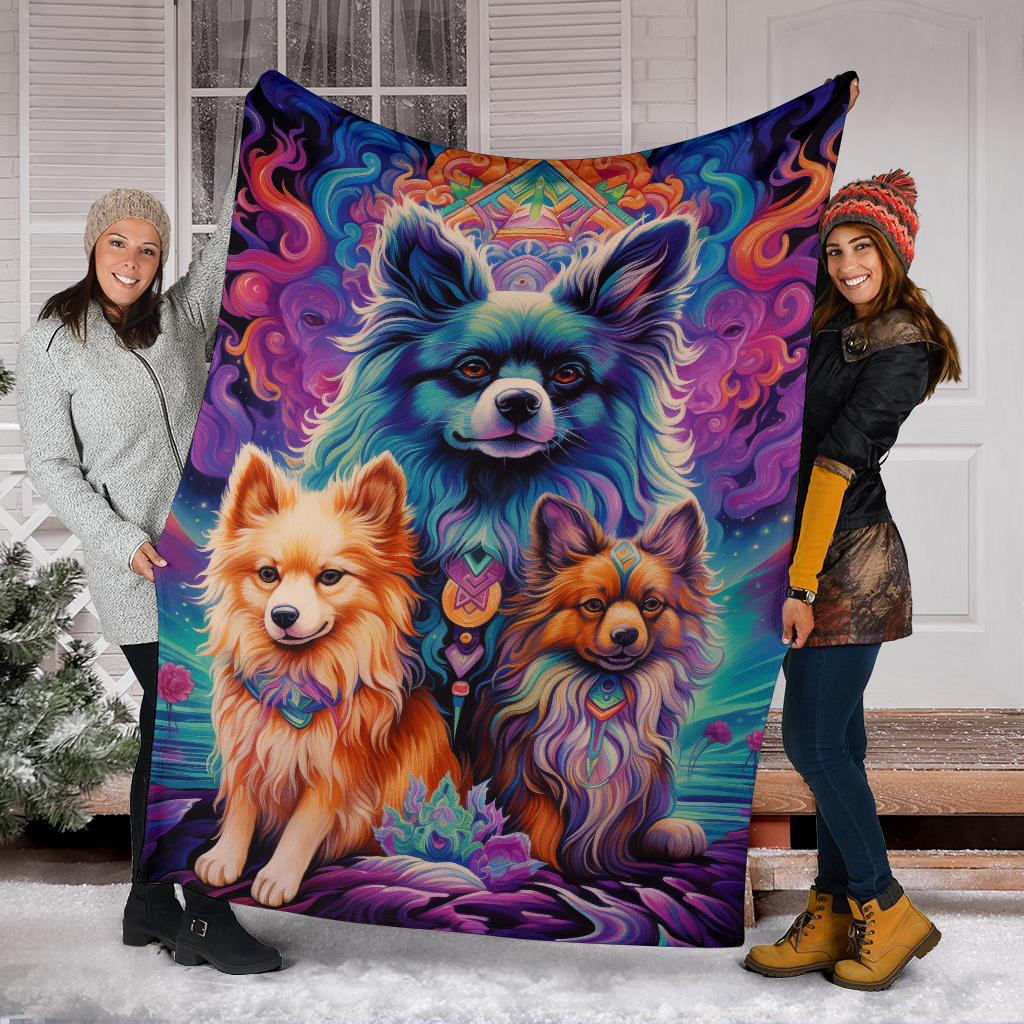 Tibetan Spaniel Blanket, Trippy Psychedelics Tibetan Spaniel Fleece Blanket, Tibetan Spaniel Throw Blanket, Tibetan Spaniel Gifts