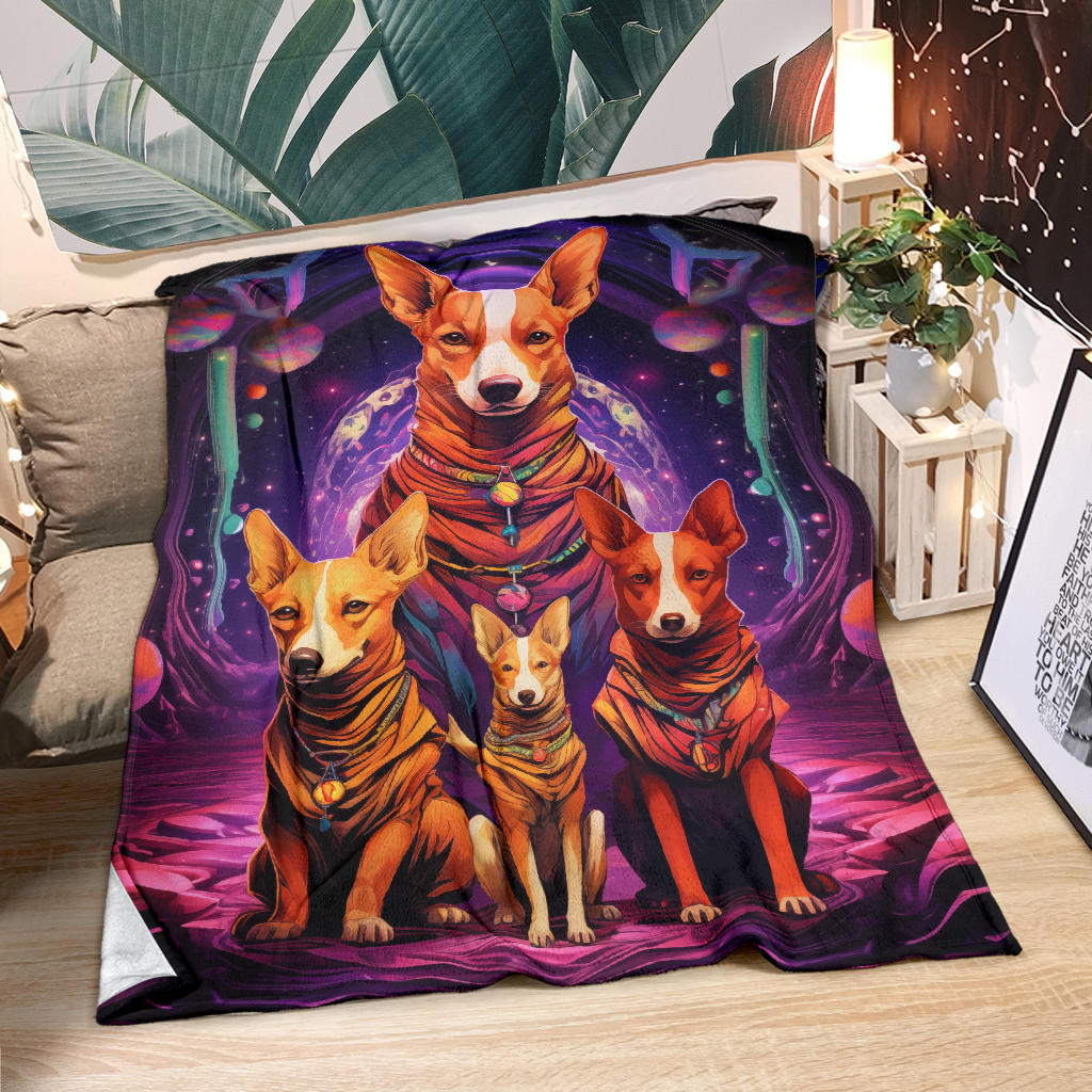 Basenji Blanket, Trippy Psychedelics Basenji Fleece Blanket, Basenji Throw Blanket, Basenji Gifts