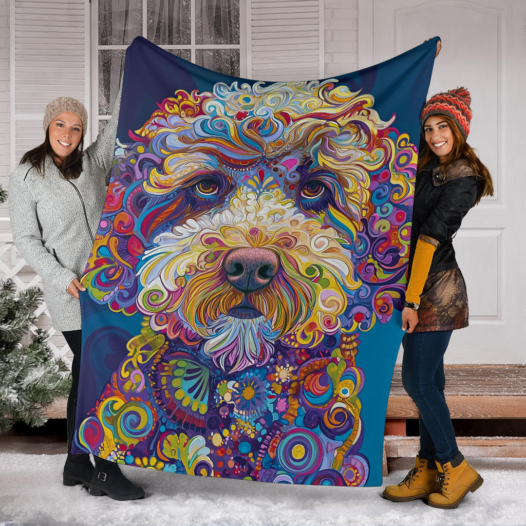 Lagotto Romagnolo Dog Blanket, Trippy Psychedelics Lagotto Romagnolo Dog Fleece Blanket, Lagotto Romagnolo Dog Throw Blanket, Lagotto Romagnolo Dog Gifts