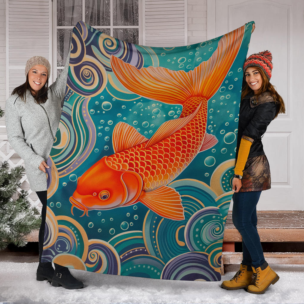 Carp Blanket, Trippy Psychedelics Carp Fleece Blanket, Carp Throw Blanket, Carp Gifts