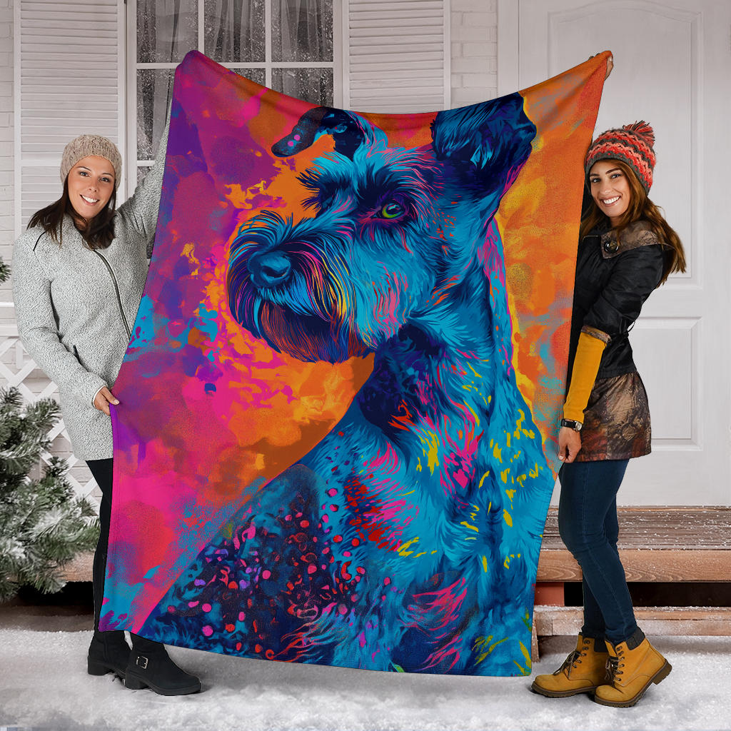 Kerry Blue Terrier Blanket, Trippy Psychedelics Kerry Blue Terrier Fleece Blanket, Kerry Blue Terrier Throw Blanket, Kerry Blue Terrier Gifts