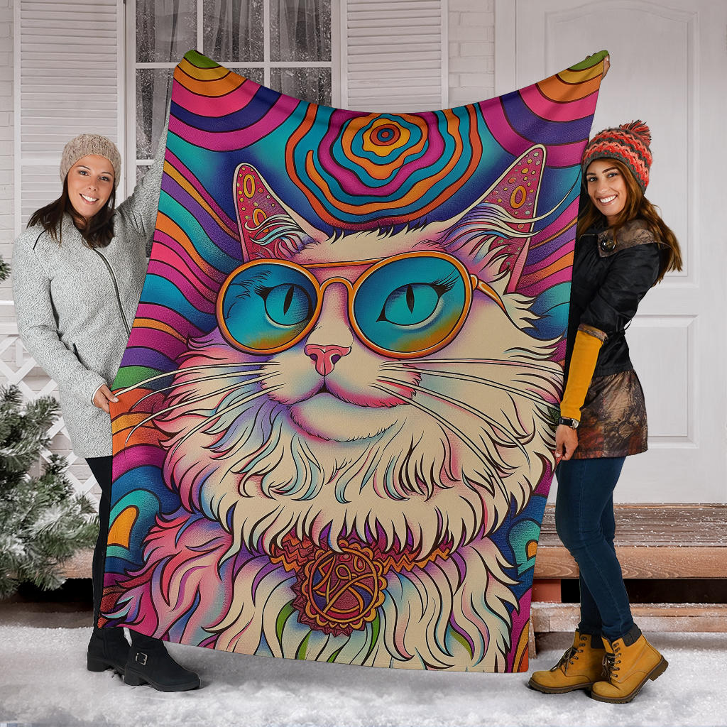 Ragdoll Cat Blanket, Trippy Psychedelics Ragdoll Cat Fleece Blanket, Ragdoll Cat Throw Blanket, Ragdoll Cat Gifts