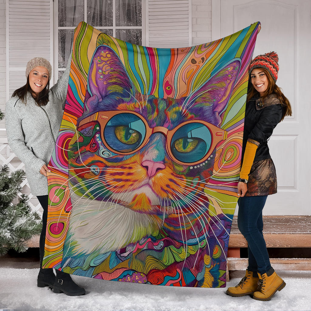 American Wirehair cat Blanket, Trippy Psychedelics American Wirehair cat Fleece Blanket, American Wirehair cat Throw Blanket, American Wirehair cat Gifts