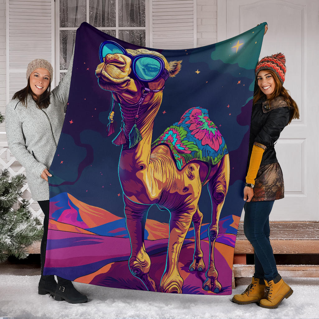 Camel Blanket, Trippy Psychedelics Camel Fleece Blanket, Camel Throw Blanket, Camel Gifts