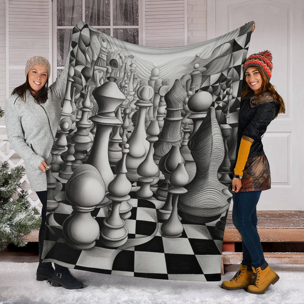 Chess Blanket, Chess Fleece Blanket, Chess Gifts, Chess Neuveau art, Chess Custom Name, Chess Throw Blanket