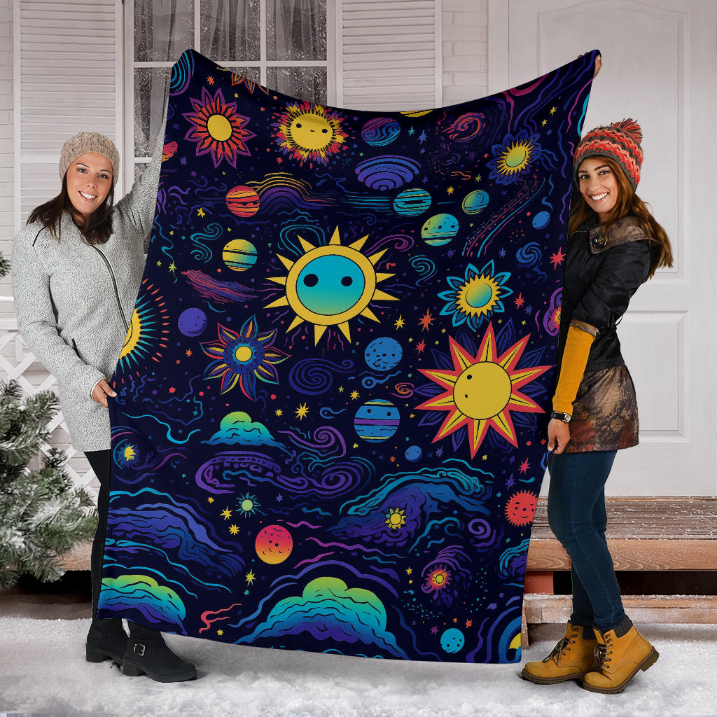 Trippy Psychedelics Stars Blanket, Hippie Gifts, Flower Fild Blanket, Festival Blanket, Rave Blanket, Festival Gifts