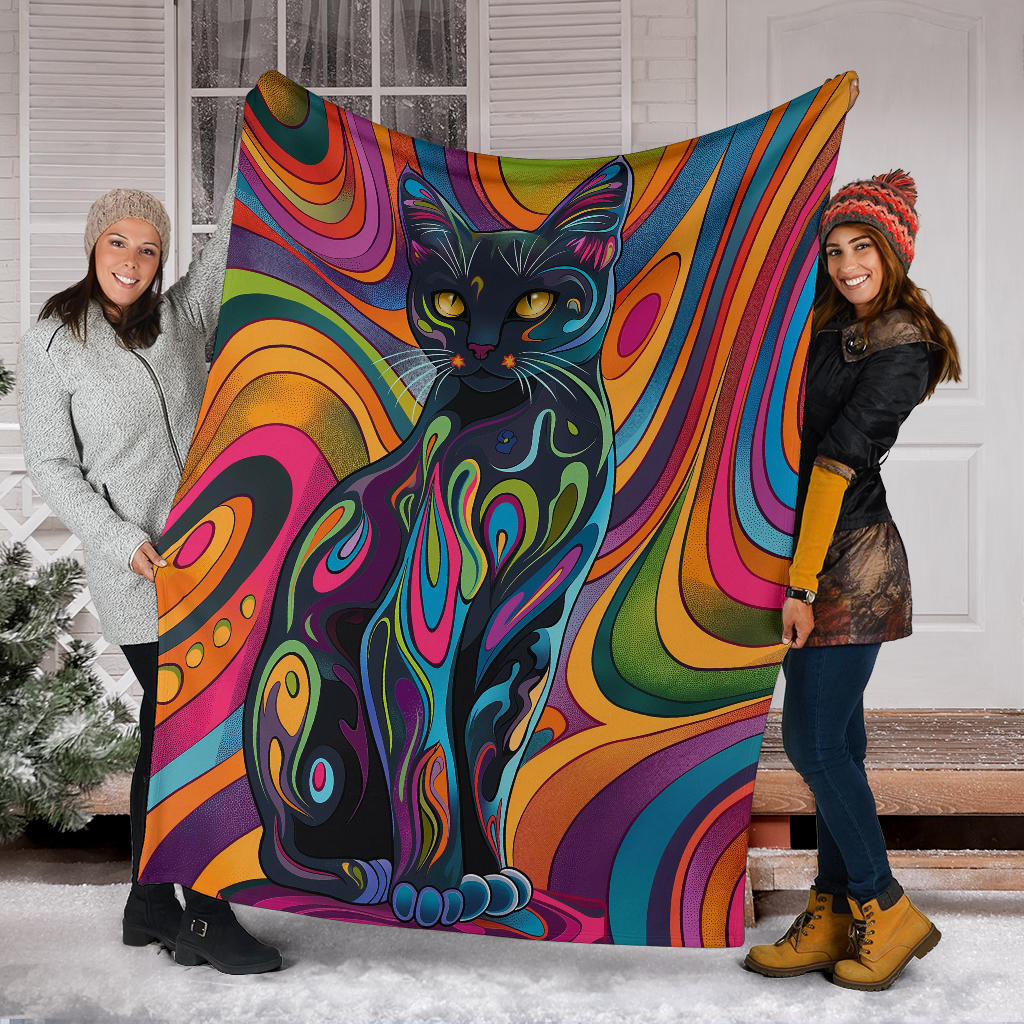 Chartreux cat Blanket, Trippy Psychedelics Chartreux cat Fleece Blanket, Chartreux cat Throw Blanket, Chartreux cat Gifts