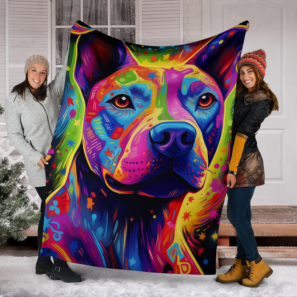 American Pit Bull Blanket, Trippy Psychedelics American Pit Bull Fleece Blanket, American Pit Bull Throw Blanket, American Pit Bull Gifts