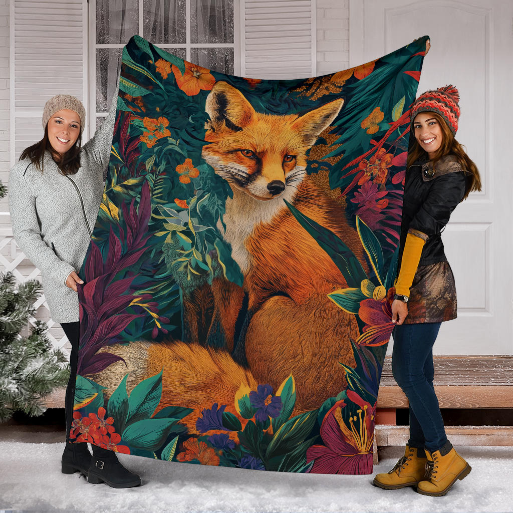 Fox Blanket, Trippy Psychedelics Fox Fleece Blanket, Fox Throw Blanket, Fox Gifts