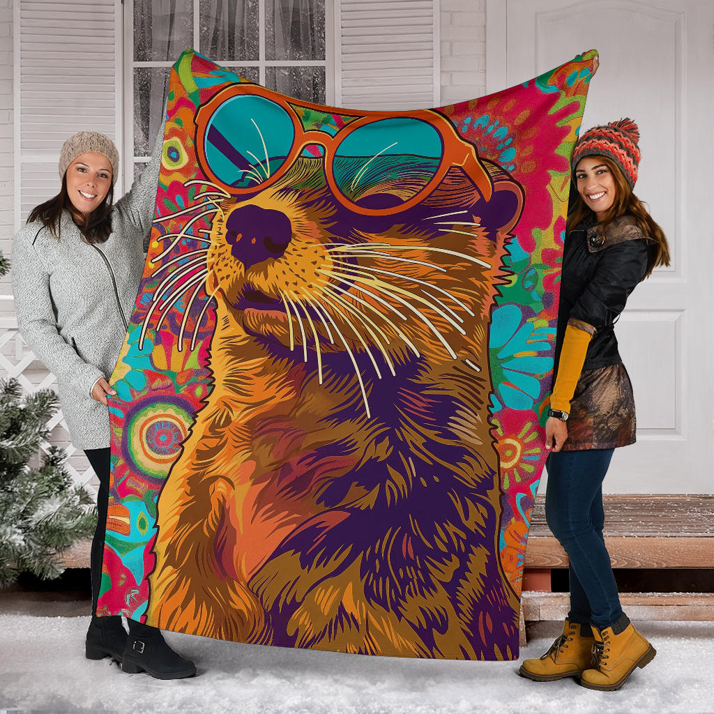 Otter Blanket, Trippy Psychedelics Otter Fleece Blanket, Otter Throw Blanket, Otter Gifts