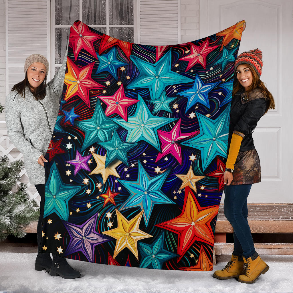 Stars Blanket, Trippy Psychedelics Stars Blanket, Stars Gifts, Flower Child Blanket