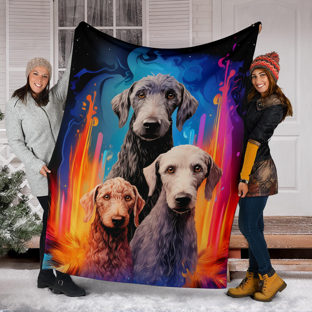 Bedlington Terrier Blanket, Trippy Psychedelics Bedlington Terrier Fleece Blanket, Bedlington Terrier Throw Blanket, Bedlington Terrier Gifts