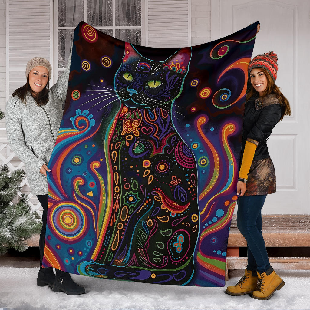 Bombay cat Blanket, Trippy Psychedelics Bombay cat Fleece Blanket, Bombay cat Throw Blanket, Bombay cat Gifts