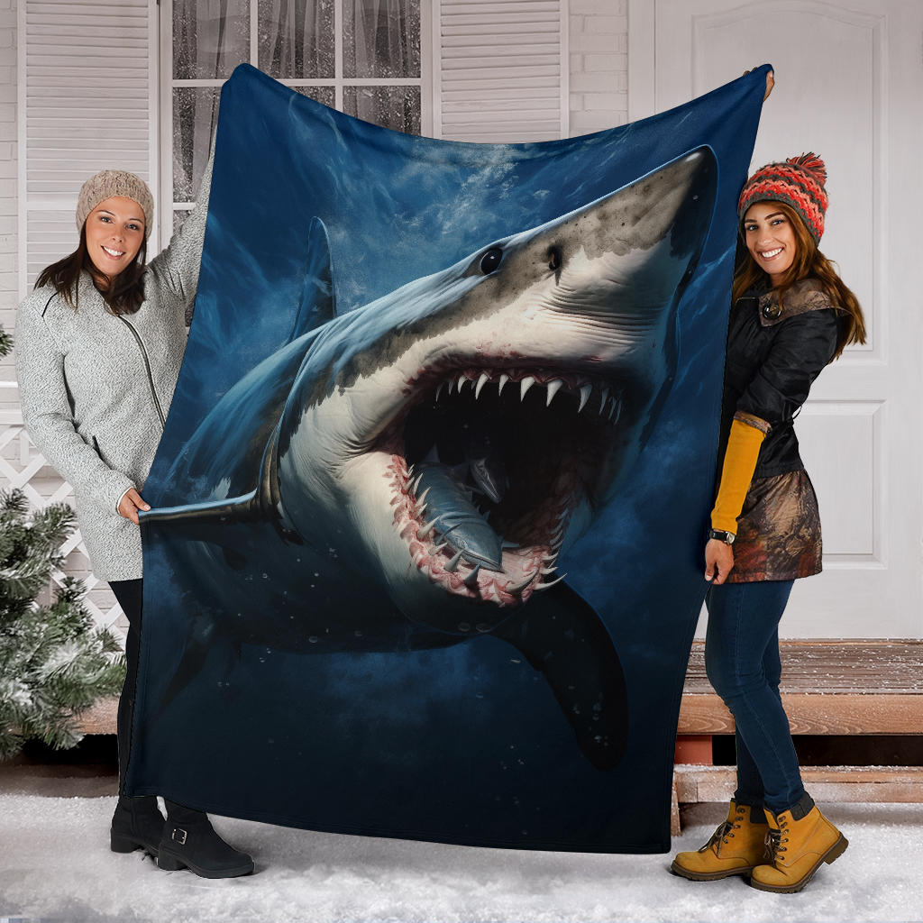 Great White Shark Blanket, Shark Throw Blanket, Shark Fleece Blanket, Shark Gifts, Custom Shark Blanket