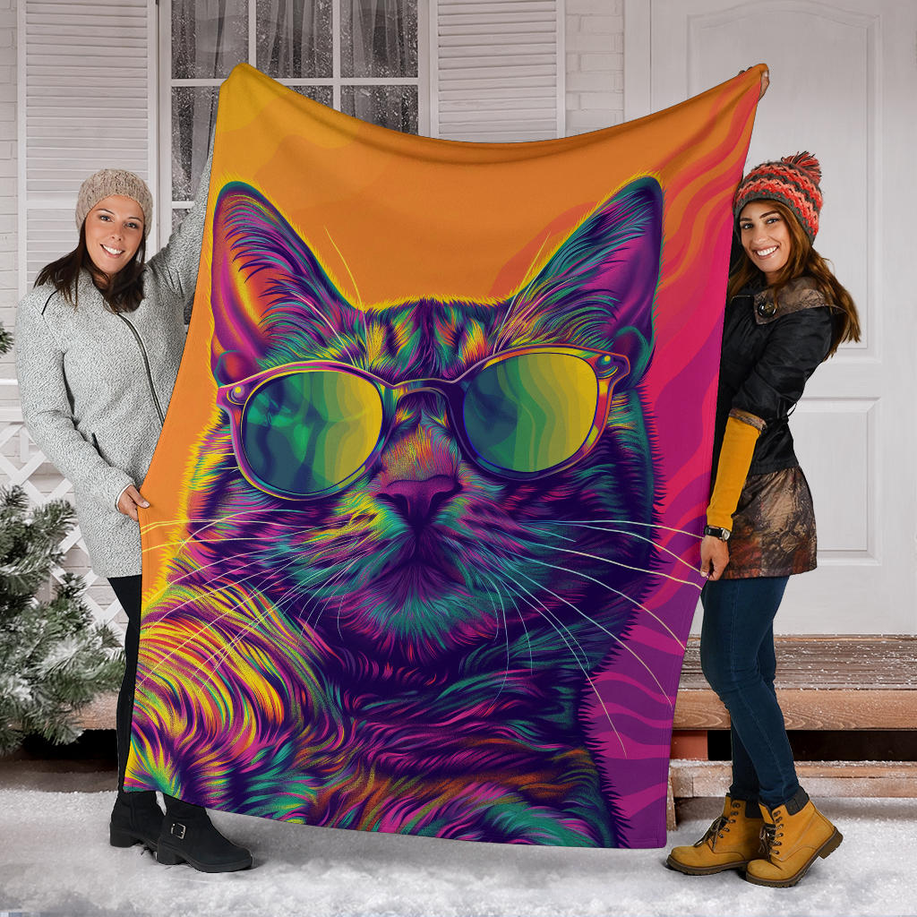 Egyptian Mau cat Blanket, Trippy Psychedelics Egyptian Mau cat Fleece Blanket, Egyptian Mau cat Throw Blanket, Egyptian Mau cat Gifts