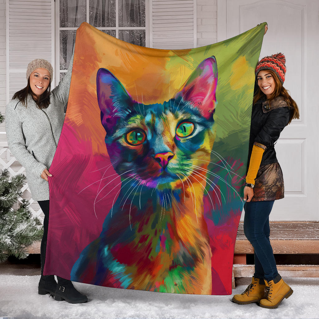 Egyptian Mau cat Blanket, Trippy Psychedelics Egyptian Mau cat Fleece Blanket, Egyptian Mau cat Throw Blanket, Egyptian Mau cat Gifts