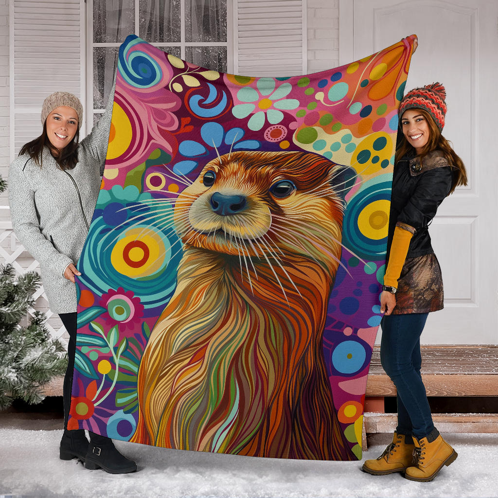 Otter Blanket, Trippy Psychedelics Otter Fleece Blanket, Otter Throw Blanket, Otter Gifts