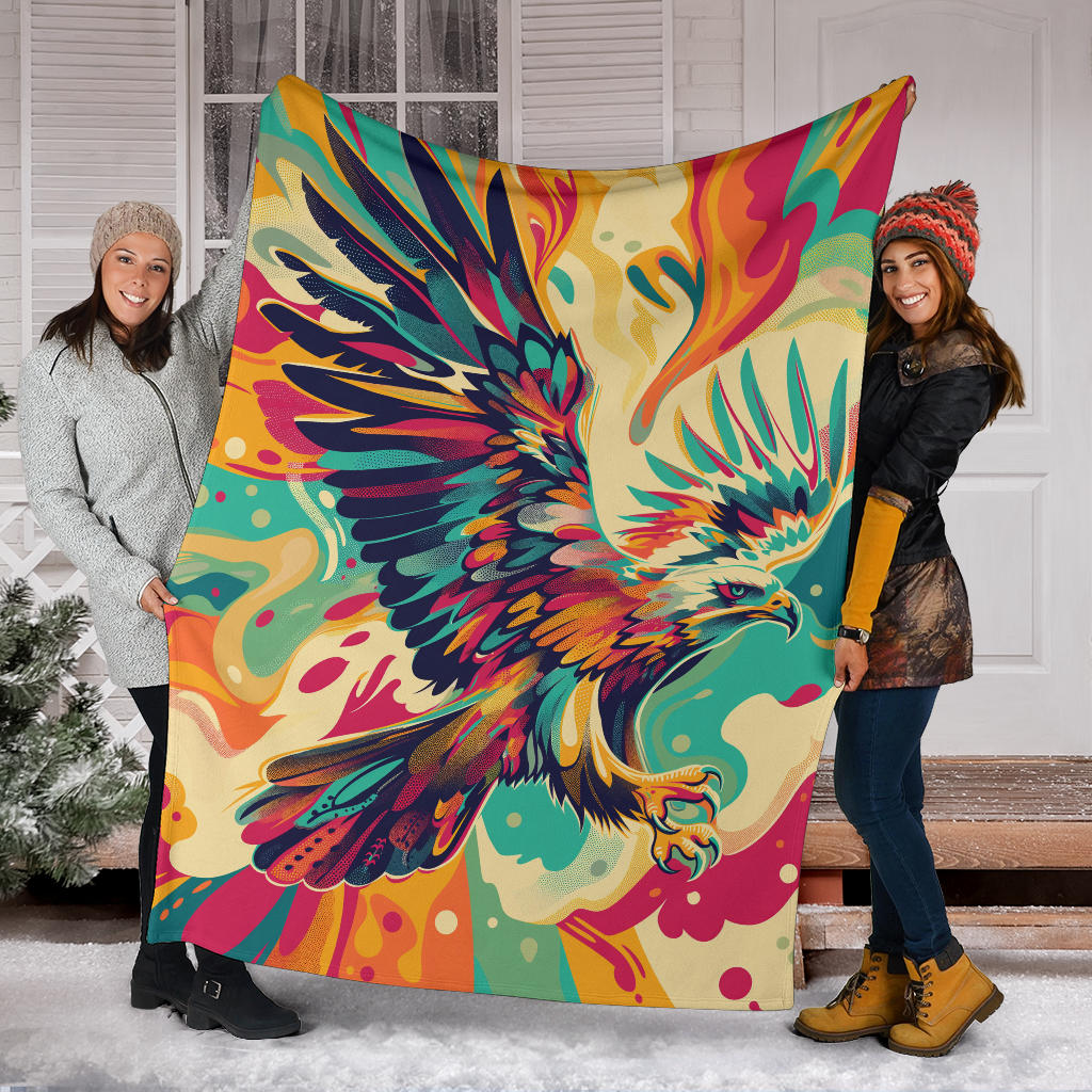 Eagle Blanket, Trippy Psychedelics Eagle Fleece Blanket, Eagle Throw Blanket, Eagle Gifts