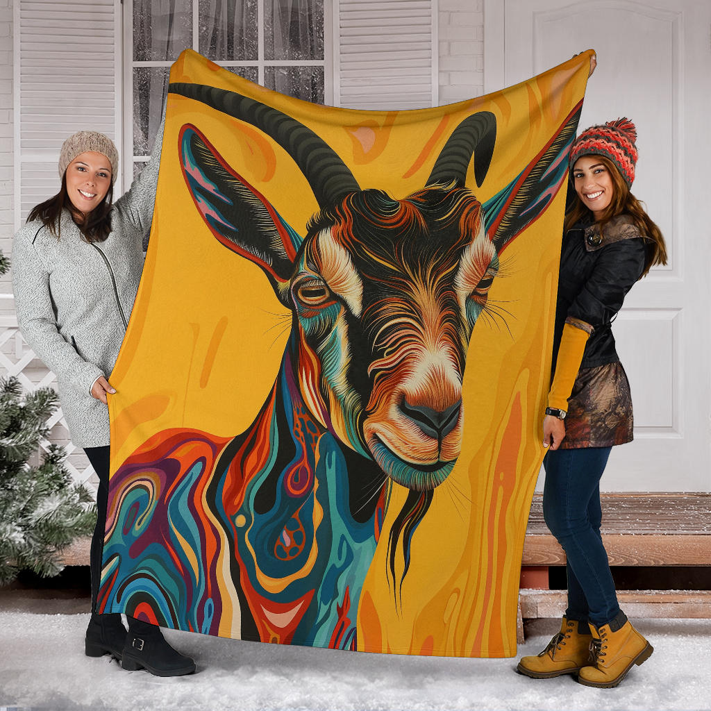 Goat Blanket, Trippy Psychedelics Goat Fleece Blanket, Goat Throw Blanket, Goat Gifts