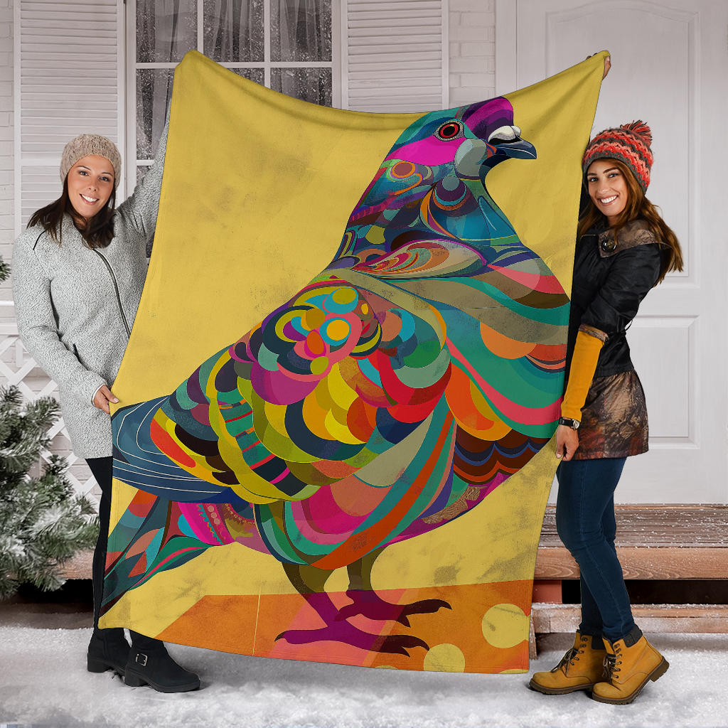 Pigeon Blanket, Trippy Psychedelics Pigeon Fleece Blanket, Pigeon Throw Blanket, Pigeon Gifts