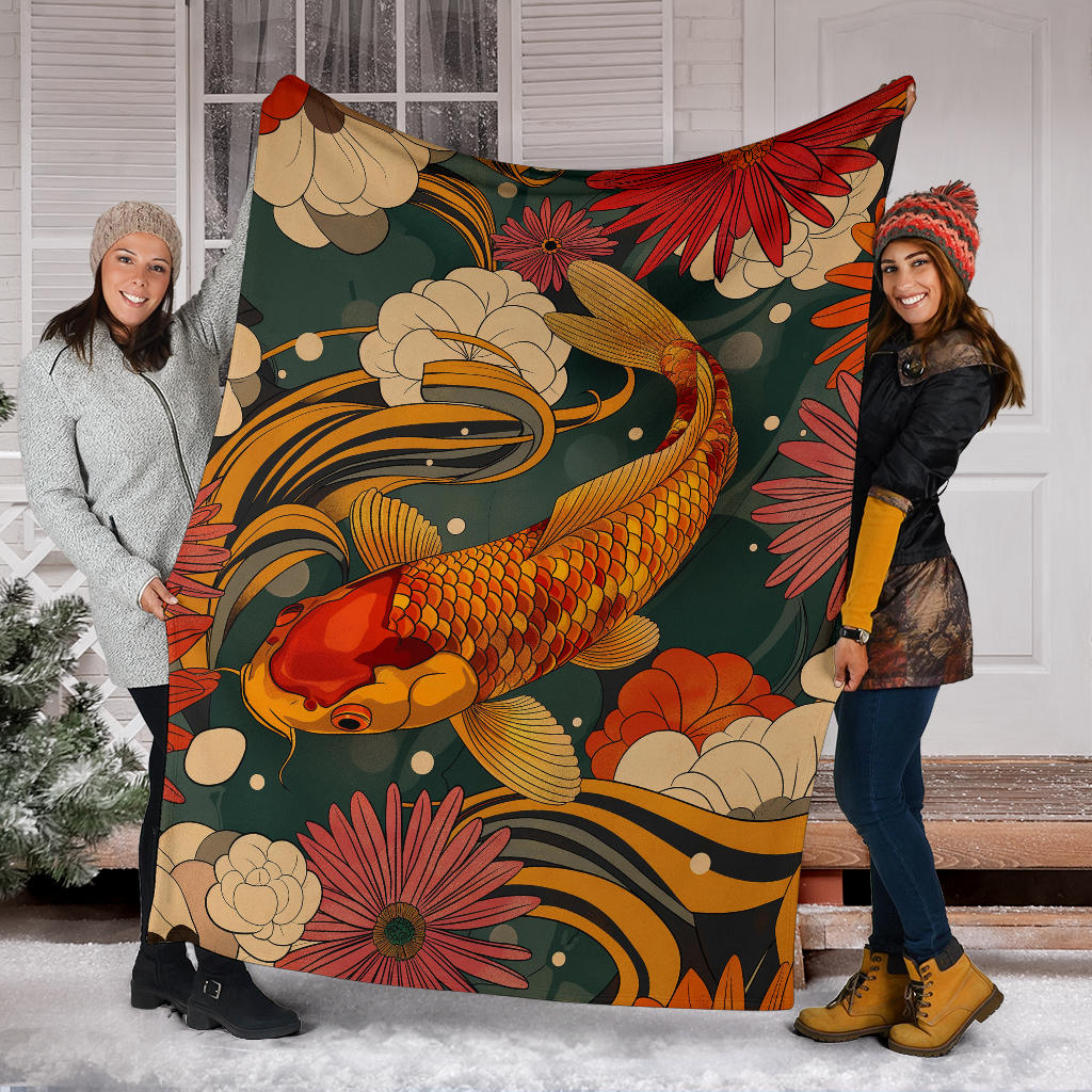 Carp Blanket, Trippy Psychedelics Carp Fleece Blanket, Carp Throw Blanket, Carp Gifts