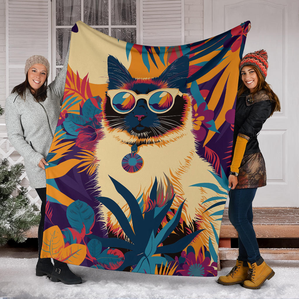 Balinese cat Blanket, Trippy Psychedelics Balinese cat Fleece Blanket, Balinese cat Throw Blanket, Balinese cat Gifts