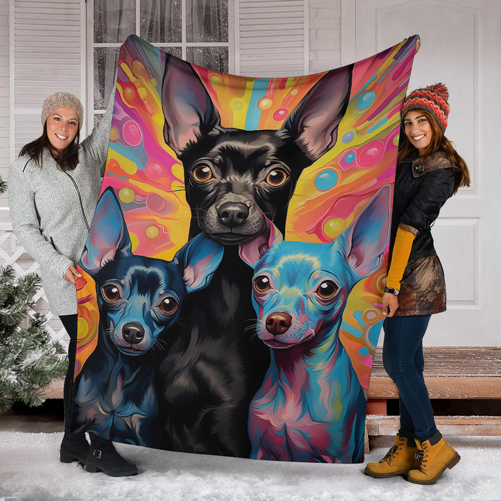 American Hairless Terrier Blanket, Trippy Psychedelics American Hairless Terrier Fleece Blanket, American Hairless Terrier Throw Blanket, American Hairless Terrier Gifts