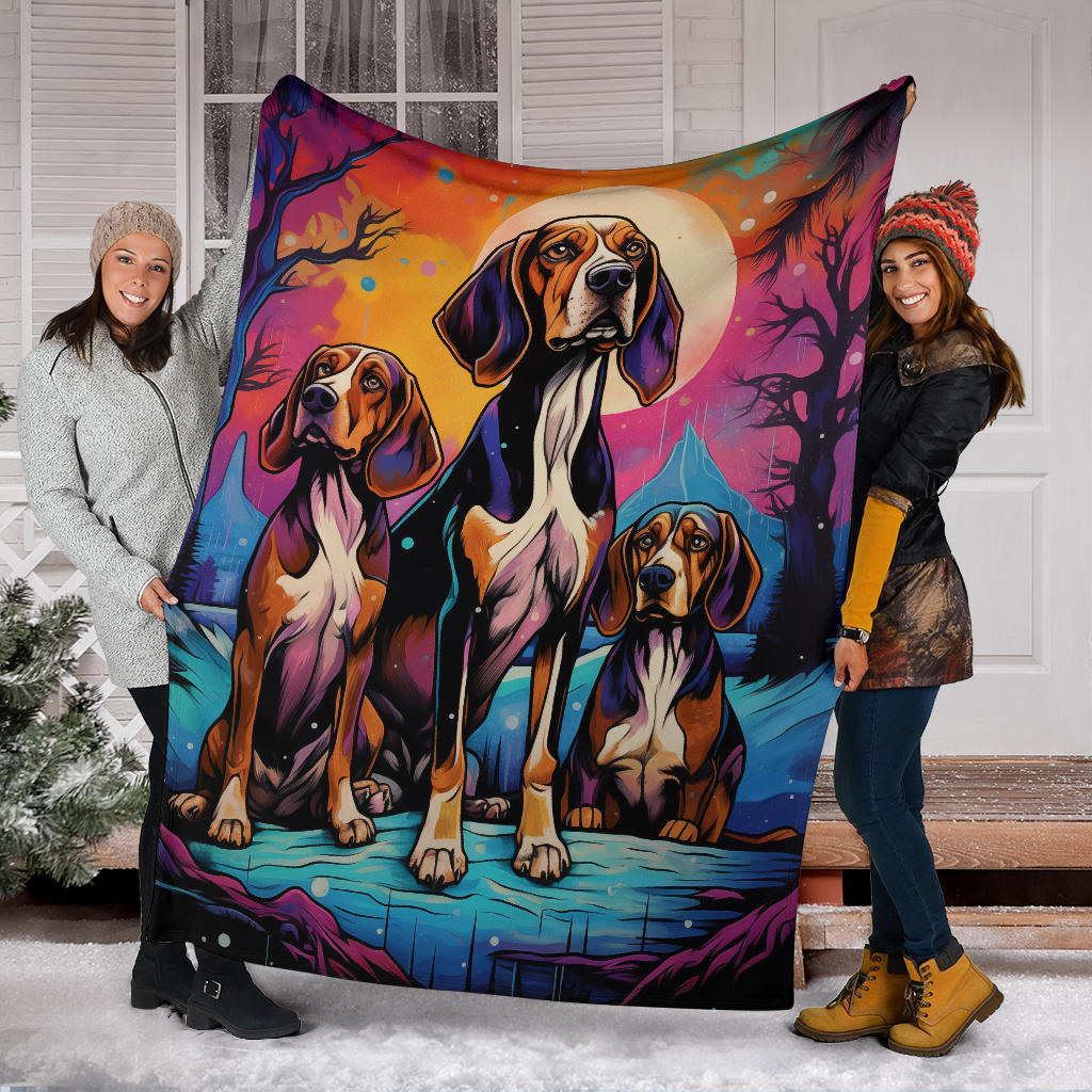 Treeing Walker Coonhound Blanket, Trippy Psychedelics Treeing Walker Coonhound Fleece Blanket, Treeing Walker Coonhound Throw Blanket, Treeing Walker Coonhound Gifts