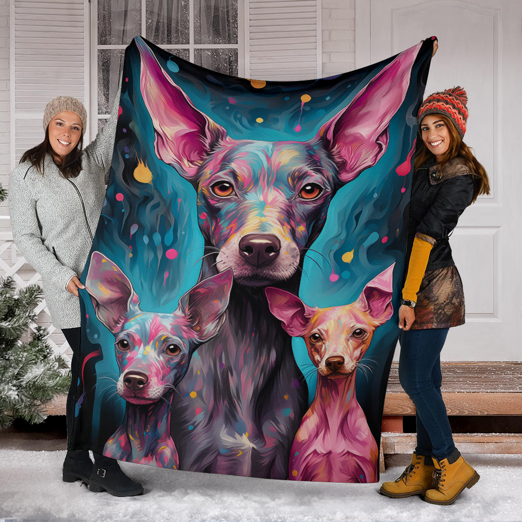 American Hairless Terrier Blanket, Trippy Psychedelics American Hairless Terrier Fleece Blanket, American Hairless Terrier Throw Blanket, American Hairless Terrier Gifts