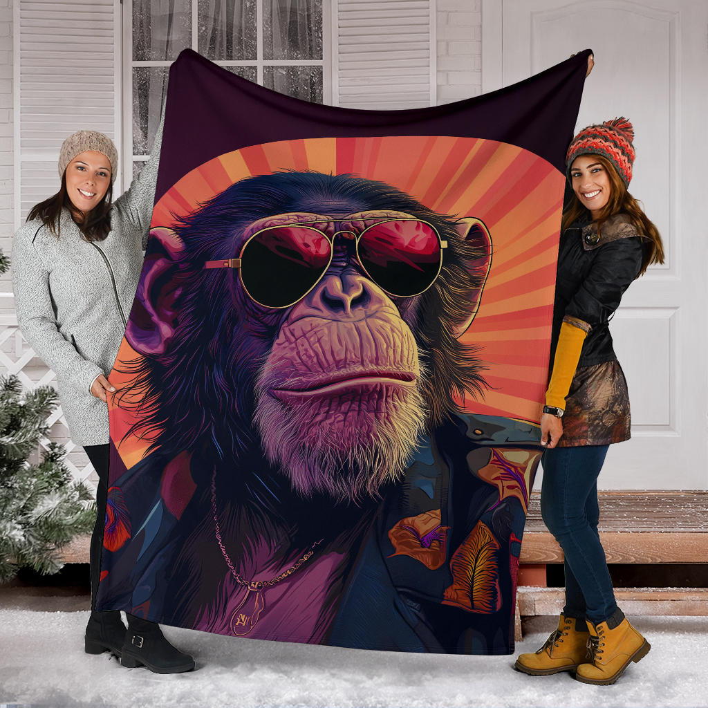 Monkey Blanket, Trippy Psychedelics Monkey Fleece Blanket, Monkey Throw Blanket, Monkey Gifts