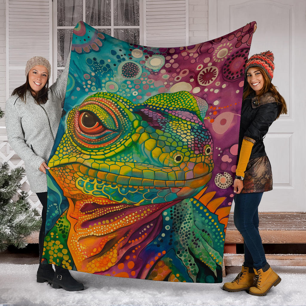 Lizard Blanket, Trippy Psychedelics Lizard Fleece Blanket, Lizard Throw Blanket, Lizard Gifts