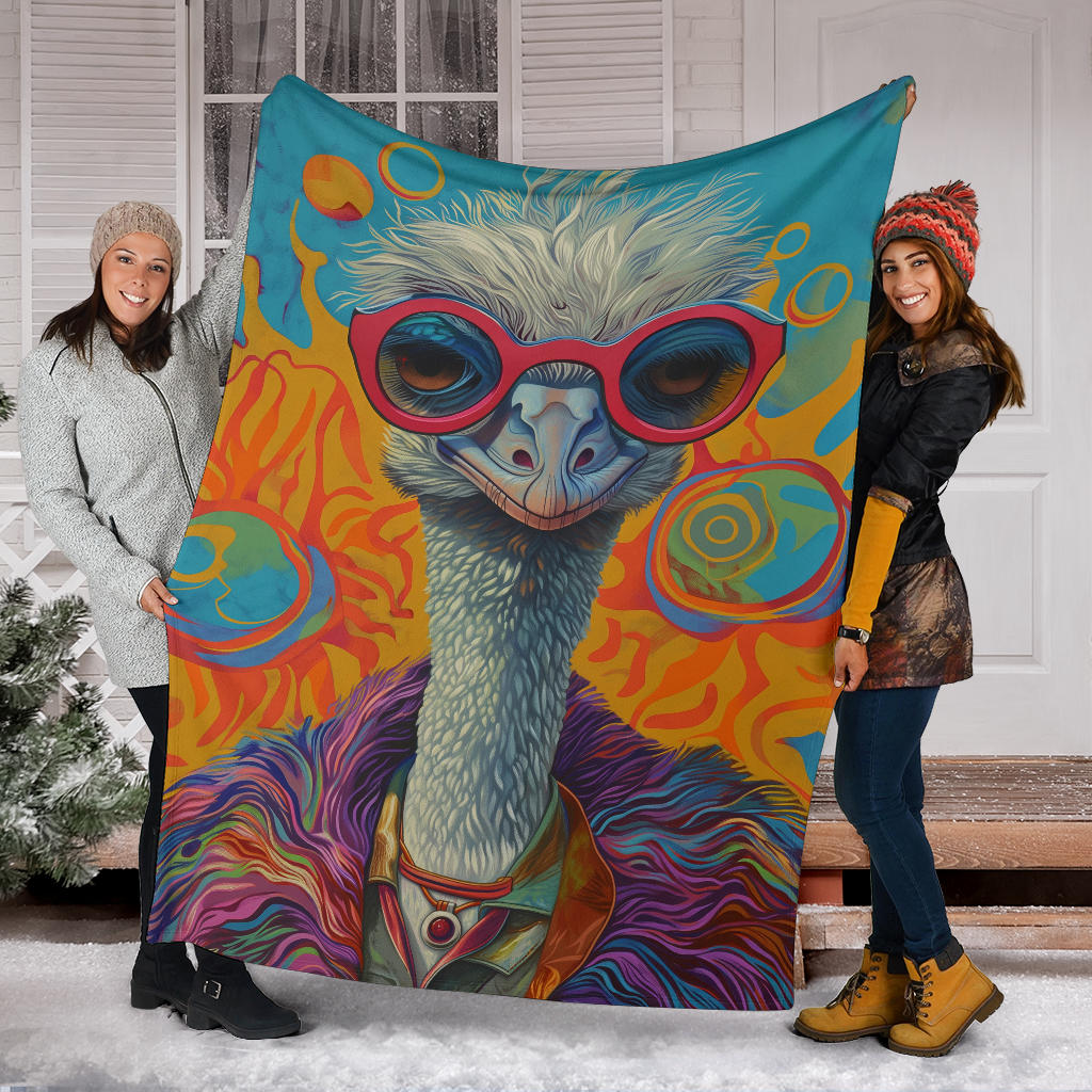 Emu Blanket, Trippy Psychedelics Emu Fleece Blanket, Emu Throw Blanket, Emu Gifts