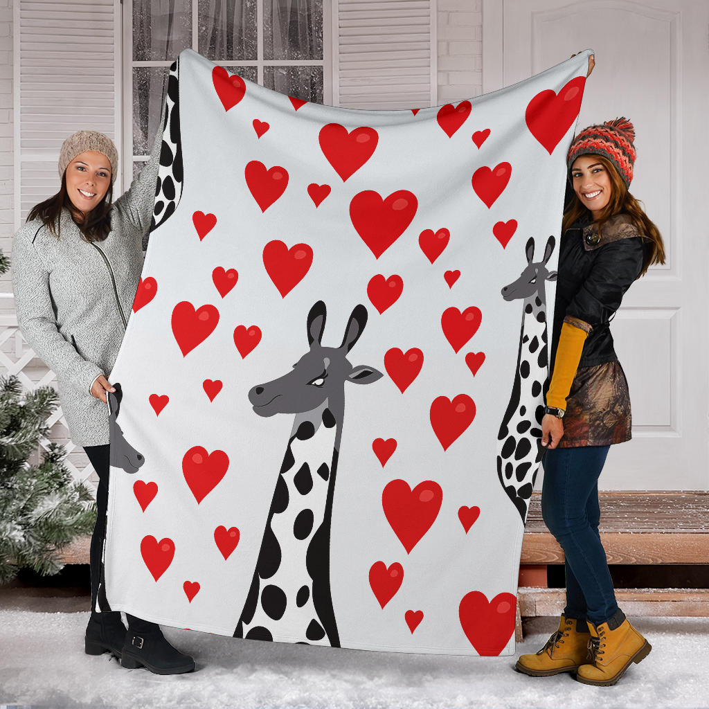 Giraffe Hearts Blanket, Giraffe Throw Blanket