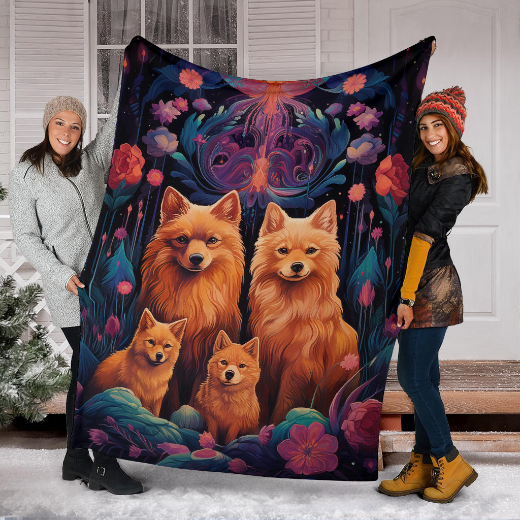 Finnish Spitz Blanket, Trippy Psychedelics Finnish Spitz Fleece Blanket, Finnish Spitz Throw Blanket, Finnish Spitz Gifts